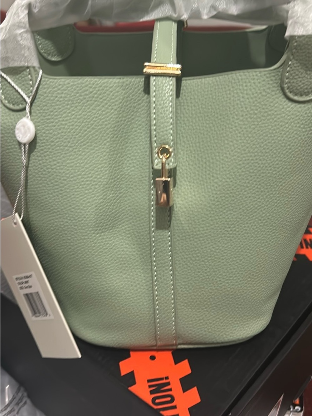 Elegant Mint Green Leather Bucket Bag Valentino orlandi - Picture 2 of 2